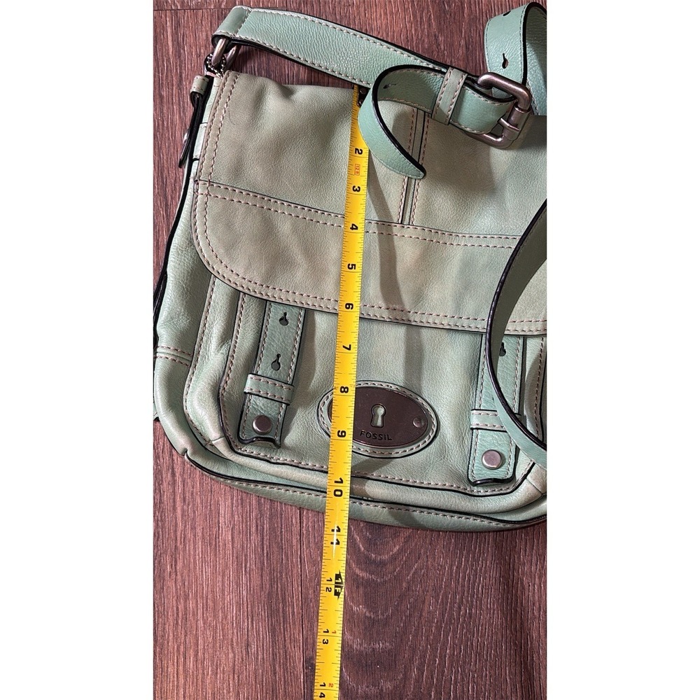 Fossil‎ Maddox Green Leather Classic Long Live Vintage Flap Buckle Crossbody Bag - Picture 6 of 9